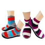 V3E Unisex Woollen Winter Warm Soft Hand-made Knitted Ankle Length Slipper Socks (Assorted Colour)-(Pack of 02)