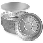 25-Pieces Round Aluminium Foil Pans with Flat Board Lids for Cooking, Disposable, 23 x 4 cm