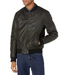 Cole Haan Men's Leather Quilted Lined Varsity Jacket, Black, S