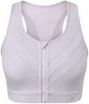 Yvette High Impact Zip Front Closure Sports Bras, Support for Large Bust Women, Supportive Comfortable, Light Purple (S Fit 34A 34B 34C)