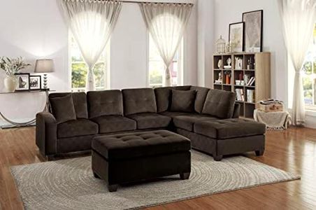 Homelegance Emilio 3-Piece Reversible Sectional with Ottoman - Chocolate