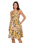 Adrianna Papell Women's Jacquard Midi Dress, Yellow Multi, 14