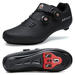 Mens Cycling Shoes Women Road MTB Shoes Compatible with Look SPD SPD-SL Delta Cleats Compatible with Peloton Black/Cleats Size UK 10