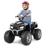 Costzon 24V Kids Electric ATV, 4-Wheeler Quad Car with Wireless Connection, Music, Radio, Treaded Tires, LED Lights, High Low Speed & Soft Start, Ride on Car for Kids 3-8 Years Old (Black)