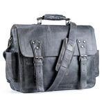 Handmade World Leather Laptop Messenger Bag For Men Women 'The Versavauge' Convertible To Backpack Fits 15 Inch Computer Briefcase Satchel Bag For Office Work, Grey, 15 Inch