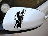 Graphics 'n' Tees - Fairy Pixie Car Wing Mirror Bumper Sticker Vinyl Graphic Decal - in Black 16 Colour Choices (2 x 60mm Wide x 75mm high)