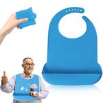 BendJoy Lightweight Silicone Adult Bibs for Elderly Eating, Adjustable with Leakproof Pocket, Premium Bib for Adults, Elderly Care Product for Men and Women (Blue)