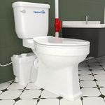 Macerating Toilet with 4 Water Inlets – Upflush Toilet System with Macerator Pump for Basement, Bathroom, Kitchen, and RV Installation – Round Bowl Toilet with Tank & Extension Pipe