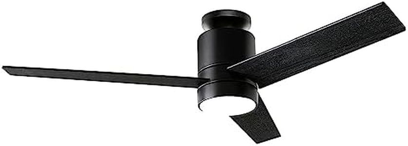 Flybull Low Profile Ceiling Fan 52" Black Ceiling Fan with Lights and Remote Control Modern Flush Mount Ceiling Fans for Bedroom 3 Light Color Change & 6 Speeds & 3 Wood Blades Indoor Outdoor Use