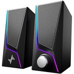 Nylavee Computer Speakers,Pc Speakers With 6 Lighting Modes,Usb Powered Computer Speakers For Desktop Monitor With 2 Bass-Boost Ports,2 Speaker Units,And 3.5Mm Aux-In Cable For Pc,Laptop,Tablet,Phone