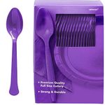 Amscan 43601.106 Party Supplies Big Pack Plastic Spoons, New Purple, One Size, 100 ct