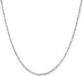 HZMAN Men Women 24k Real Gold Plated Figaro Chain Stainless Steel Necklace, Wide 3mm 5mm 7mm (Silver 3mm 20in)