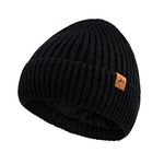 RANOME Warm Winter Beanies Baby Warm Knitted Hat Toddler Boys Girls Fleece Cap Kids Beanie Hats Cold Weather Black