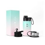 IRON °FLASK Sports Water Bottle - 410 ml, 3 Lids (Spout Lid), Vacuum Insulated Stainless Steel, Double Walled, Thermo Mug, Metal Canteen (Bubble Gum)