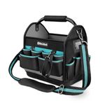 DURATECH Tote Tool Bag 30.5 x 22 x 30 cm | Heavy Duty 900D Open Tool Bag | Electricians Tool Bag with Rotatable Steel Tube Grip and Adjustable Shoulder Strap | Plumbers Tool Bag with Multiple Pockets