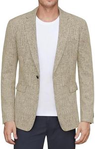 J.VER Mens Casual Blazer Sport Coat One Button Business Stylish Suit Jacket, Light Khaki, 46