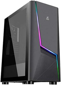 Ant Esports ICE-130AG Mid Tower Computer Case I Gaming Cabinet Supports ATX, Micro-ATX, Mini-ITX Motherboard with Transparent Side Panel 1 x 120 mm Rear Fan Preinstalled - Black