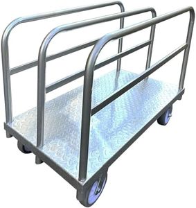 Heavy Duty Lumber Drywall Dolly, Steel Panel Truck Cart Platform Truck, 6" Swivel Brake Casters, 3 Side Handrails, Hold up to 2000lbs (39" x 24")