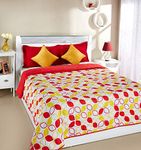 Amazon Brand - Solimo Arendale Microfibre Printed Quilt Blanket/Comforter, Double, 220 Gsm, Yellow And Red, Reversible 200 TC