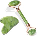 BAIMEI Jade Roller & Gua Sha, Face Roller, Facial Beauty Roller Skin Care Tools, Self Care Gift for Men Women, Massager for Face, Eyes, Neck, Relieve Fine Lines and Wrinkles - Green