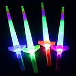 LUDALY Sword with Multicolor Led Lights Expandable Light Up Talwar Glow in The Dark Flashing Weapon Toy Stick for Kids Girls & Boys (Pack of 6)