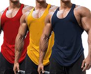 Babioboa Men's 3 Pack Y-Back Muscle Tank Tops Sleeveless Gym Training Athletic Workout Dry Fit Shirts