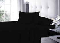 New Flat Sheets Easy Care Soft Cotton Rich Wrinkle Shrinkage and Fade Resistant Fabric Polycotton Flat Bed Sheets (Black, Super King)