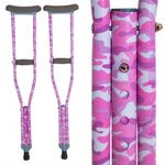 My Crutches - Fashion Designed Youth Junior Crutches for Kids/Teens w Adjustable Handgrip and Length - Pink CAMO - for Heights 4'5" to 5'2" - Made of Lightweight, Durable Aluminum w Underarm Padding