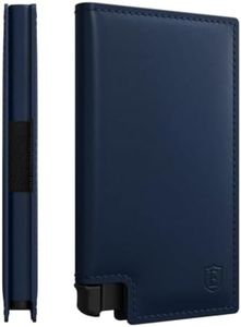 Ekster Parliament Leather Wallet for Men | LWG-Certified Minimalist Wallets with RFID Blocking Layer | Slim & Modern Aluminum Wallet with Push Button for Quick Card Access (Navy)
