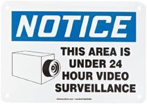 Accuform MASE806VA Aluminum Safety Sign, Legend Notice This Area is Under 24 Hour Video Surveillance with Graphic, 7" Length x 10" Width, Blue/Black on White