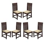 GFH Wooden Dining Chairs Set of 6 | H 33.4 x W 17.5 x D 17.5 Inches | Solid Wood Sheesham, Walnut Finish