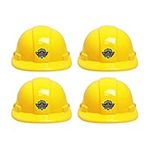 Toyvian 4 Pcs Yellow Construction Hat Kids Role Play Construction Worker Hard Helmet Party Dress Up Supplies