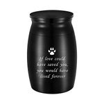 abooxiu 3 Inches Small Keepsake Urn for Pet Dog Ashes Aluminum Mini Cremation Urns for Dog Cat Memorial Ashes Urn for Sharing Fur Friend Ashes-Black