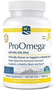 Nordic Naturals ProOmega - Fish Oil, 650 mg EPA, 450 mg DHA, High-Intensity Support for Cardiovascular, Neurological, Eye, Joint, and Immune Health*, Lemon Flavored, 60 Soft Gels