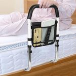BQKOZFIN Bed Rail for Seniors - 300lb Capacity Adjustable Safety Assist Rail with Storage Pouch, Height Adjustable Handle for Elderly Adults - Home & Hospital Use