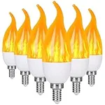 MyoGrip Flame Light Bulbs Outdoor, LED Flame Effect Light Bulbs, 3 Modes Fire Light Bulb, E12 Base Flickering Light Bulbs Candelabra Bulb for Christmas Indoor Outdoor Decoration (6 Pack)