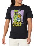 STAR WARS Neon Boba Young Men's Short Sleeve Tee Shirt, Black, Large