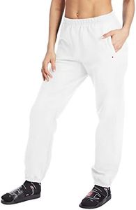 Champion Women's Joggers, Reverse Weave, Fleece Joggers, Boyfriend Sweatpants for Women, 30", White C Logo, Large