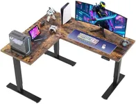 SANODESK L Shaped Standing Desk Adjustable Height, Electric Corner Standing Desk, 63 x 55 inch Sit Stand Computer Table with Splice Board, Rustic Brown