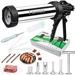 Ftimda Upgrade stainless steel large capacity beef jerky gun kit, Meat gun, Jerky cannon, deer jerky gun, With 5 Nozzles 5 Brushes and 1 Meat Pusher