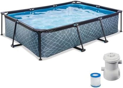 EXIT Toys Aufstellpool Rechteckig 300 x 200 x 65 cm mit Filterpumpe – Für Familien und Kinder – Garten Rahmenpool mit TÜV, CE und EN 16582 – Stone – Grau