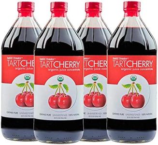 TAHITI TRADER Tart Cherry Juice Concentrate - Ready to Drink Organic Superfood Promoting Immune Support & Overall Health - Pure, Unsweetened Fruit Juice - (32 oz, 4 Pack)