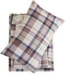 Viviland Plush Micro Fleece Twin Single Bed Sheet Set - Soft Fuzzy Polar Fleece Velour Velvet Sheets - Extra Warm Winter Fleece Bed Sheets with Deep Pocket - Brown Plaid - Twin Single