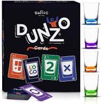 DUNZO - Drinking Version of Classic Card Game with 4 Unbreakable Shot Glasses - Draw Two, Skip, Reverse, Get Loco - Fun Party Game & Funny Gifts - Drinking Card Games for Ages 21+