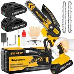 Mini Chainsaw Cordless 6 Inch, Chainsaw with 2 Batteries & 2 Chains, Lightweight Cordless Chain Saw with Safety Lock for Tree Trimming, Branches, Wood Cutting