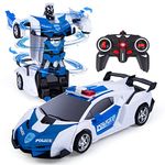 Subao Remote Control Cars for Kids Transform Toys 2.4GHz RC Robot Toy Cars with One-Button Deformation 360° Rotating and Drifting Police Car Toy for 4-12 Year Old Boys Girls Birthday Xmas Gift (White)