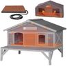 Aivituvin Outdoor Cat House Heated Kitty Shelter with 100% Insulated Liner & Heating Pad Weatherproof Feral Kitty Shelter for Winter,Large Opening Roof