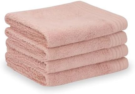 SERISIMPLE Premium Viscose Bamboo Washcloth Set - Pack of 4, 13x13 in Soft and Absorbent, Durable and Comfortable, Suitable for Body & Face, Baby and Adults (Pink/Stripes)