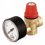 Caleffi Safety Relief Valve 1/2'' x 1/2'' Female Connections 3 Bar with Pressure Gauge 313430