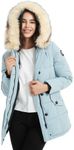Molemsx Women Parka, Womens Winter Jacket Womens Warm Puffer Coat Women's Down Jackets For Women Jacket with Fur Trimmed Hood for Cold Weather Heavy Winter Coats For Women Light Blue XS-Regular